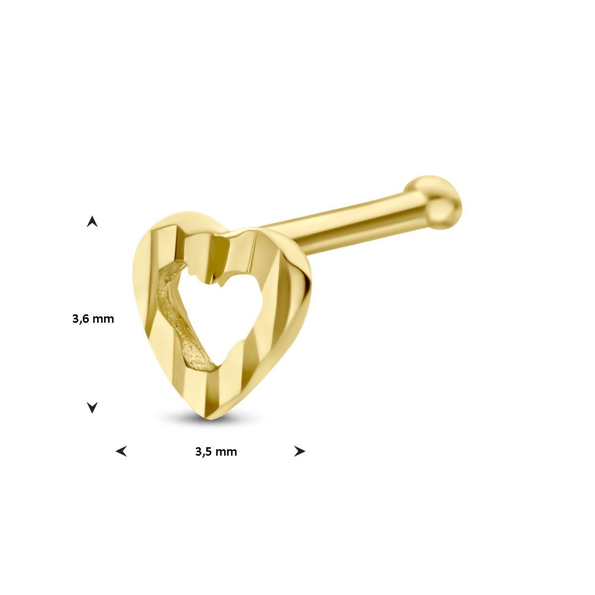 Piercing per naso a forma di cuore in oro giallo 14k