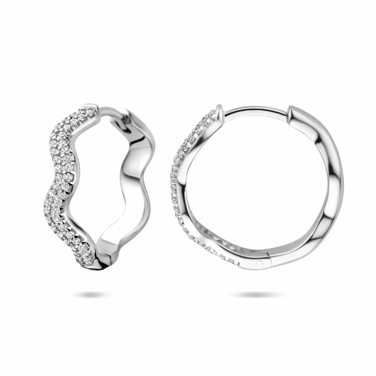 Orecchini a cerchio in argento con zirconia – 20 mm