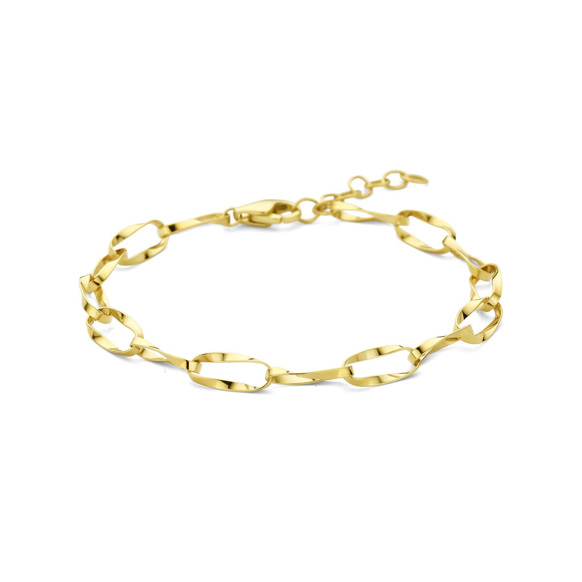 Bracciale in oro giallo 14k con maglie a forma di ancoraggio.