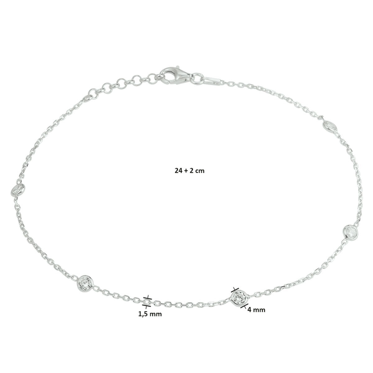Cavigliera in Argento 925 Rodiato con Fila di Zirconi