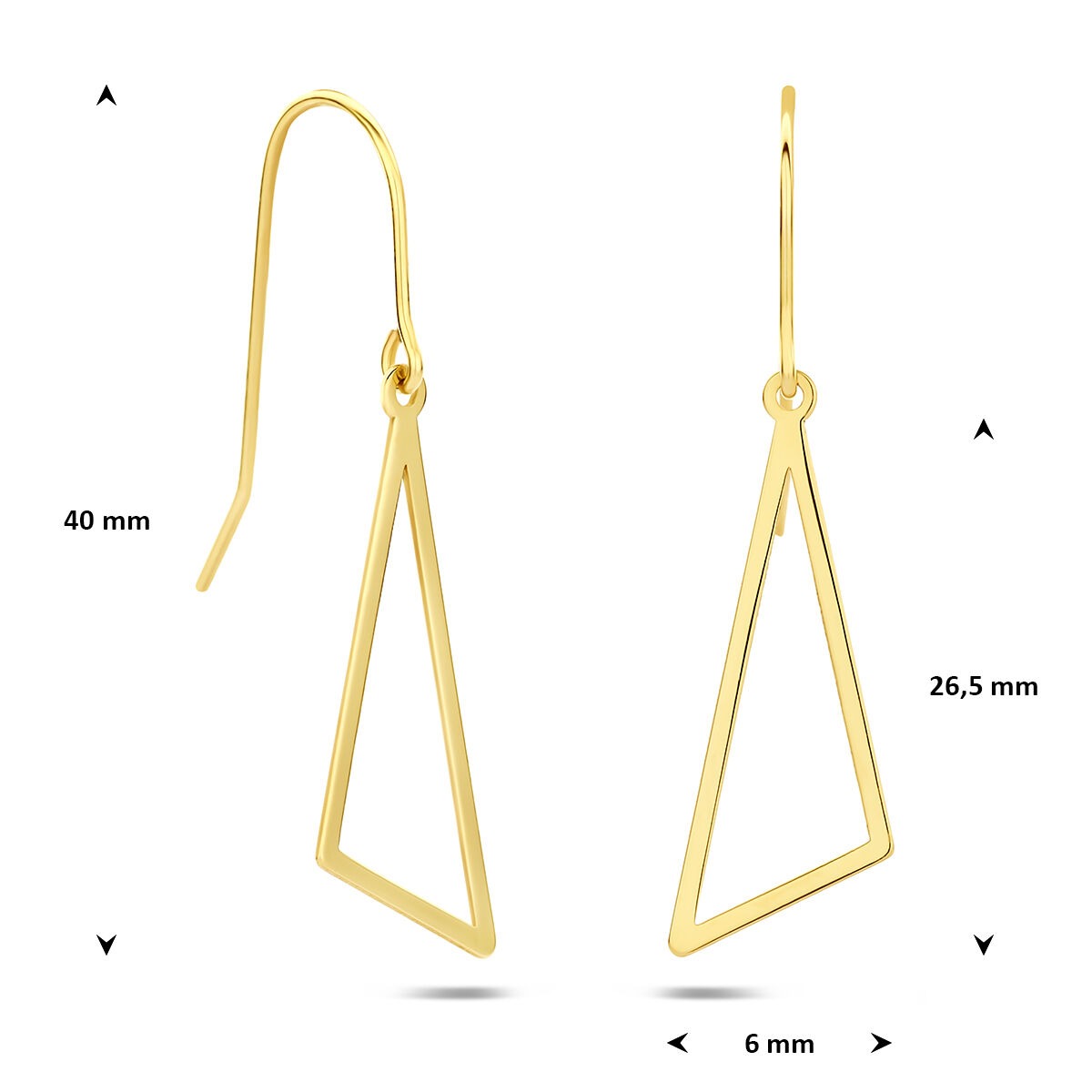 Orecchini Pendenti Triangolo in Oro Giallo 14k