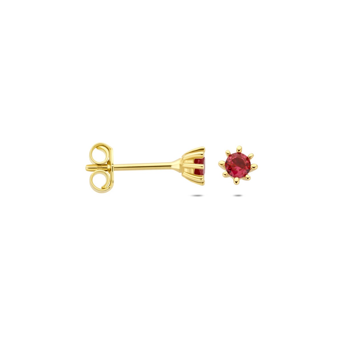 Orecchini a Bottone in Oro Giallo 9k con Zircone Rosso