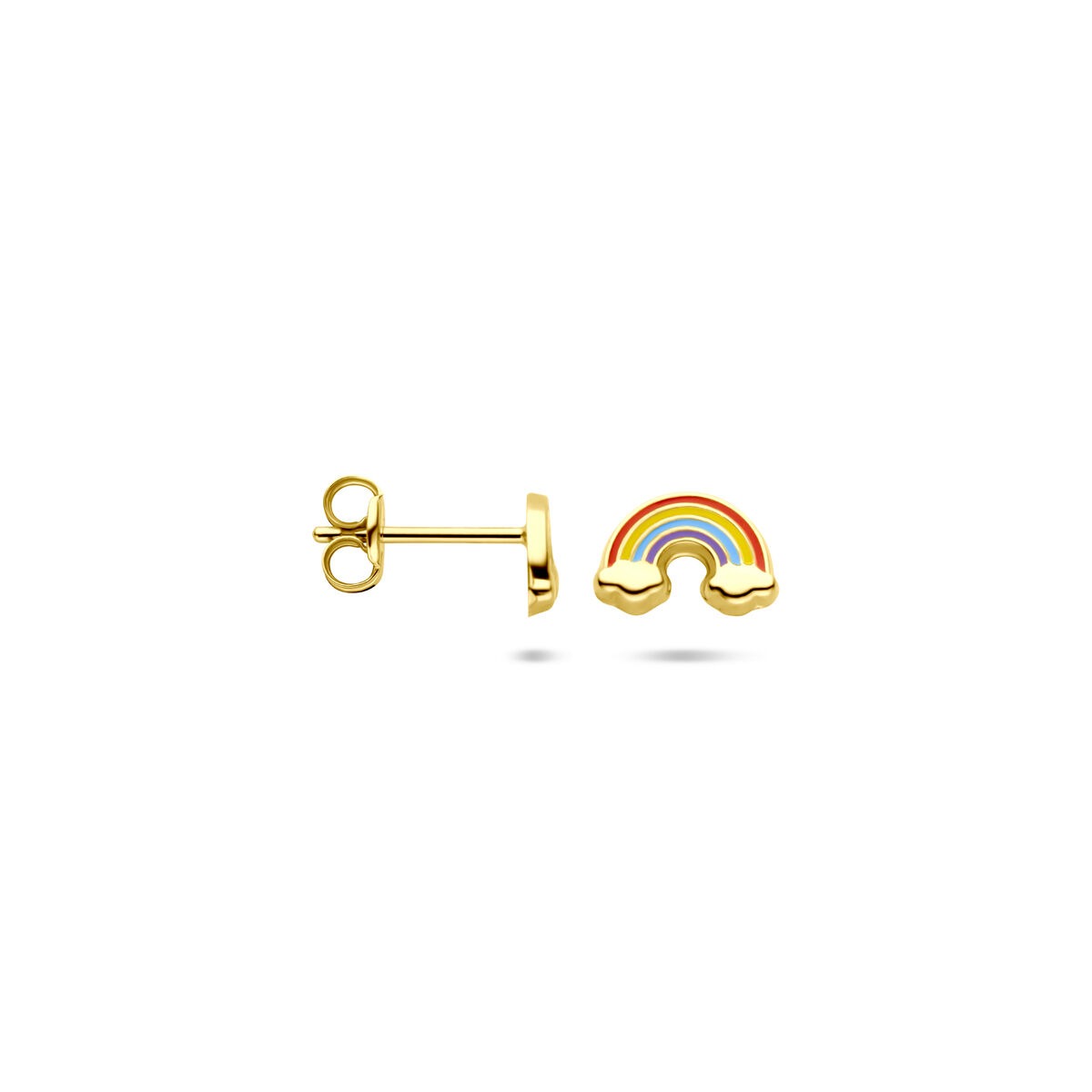 orecchini a bottone arcobaleno in oro giallo 14k