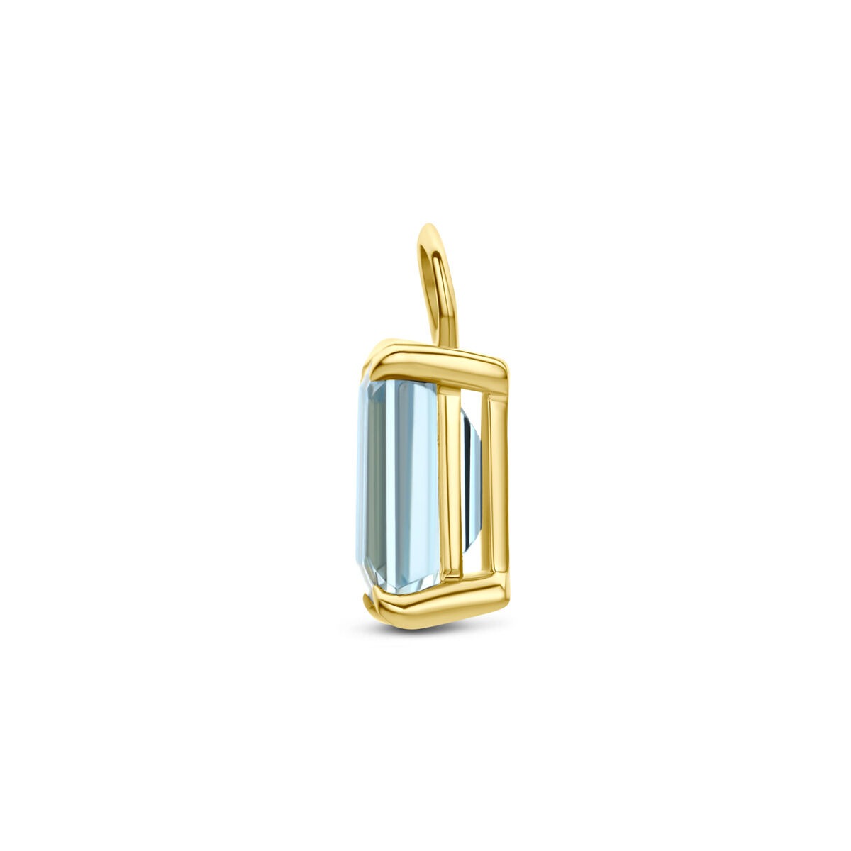 Ciondolo per orecchino a cerchio in oro giallo 14k con topazio blu