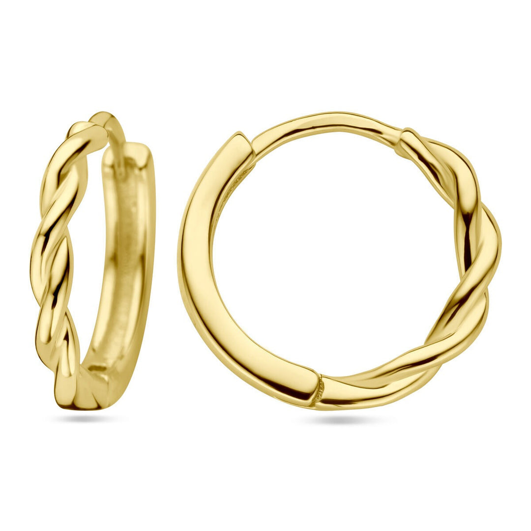 Verguld Zilveren Klapoorringen – Gedraaid 13x2 mm