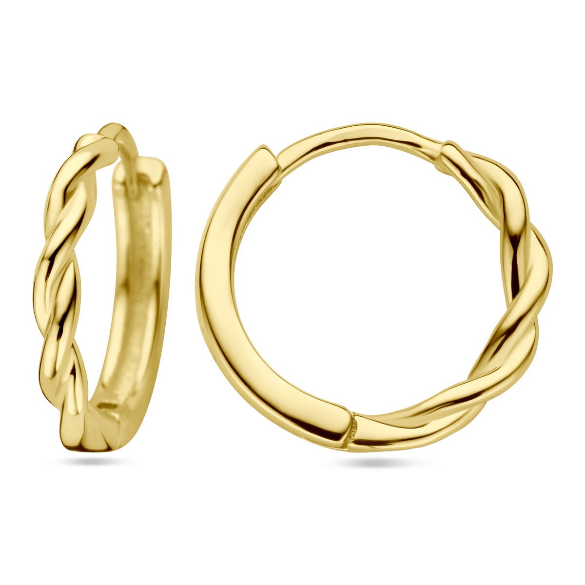 Orecchini a Cerchio in Argento Placcato Oro – Ritorti 13x2 mm