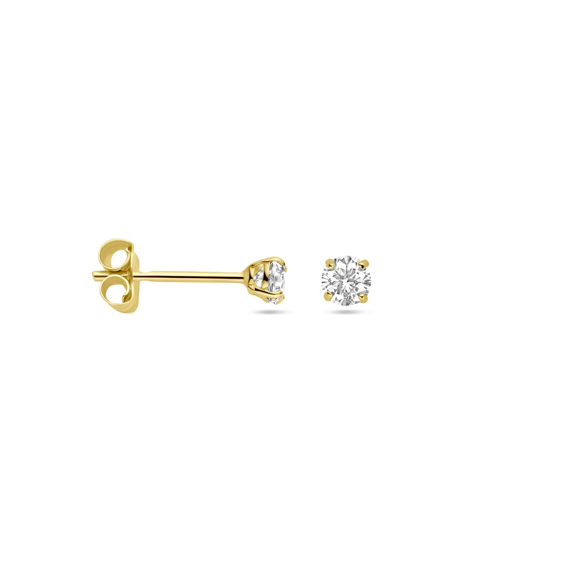 Orecchini a bottone in oro con zirconia – 14k, incastonatura solitario