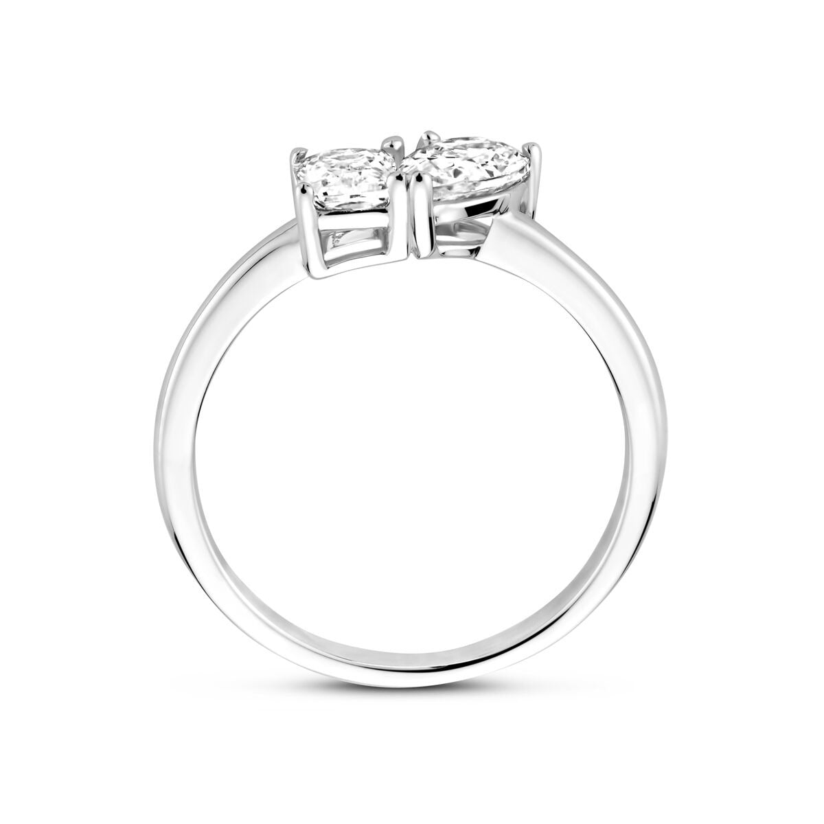 Anello toi-et-moi in argento rodiato con zirconi baguette