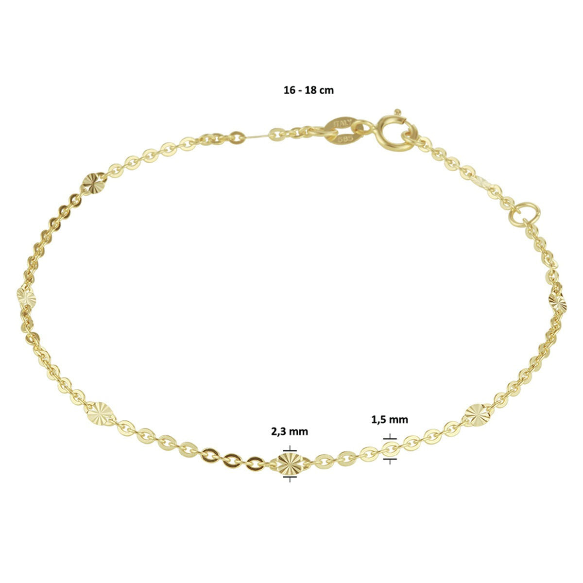 Cavigliera in oro giallo 14k – maglia ad ancora