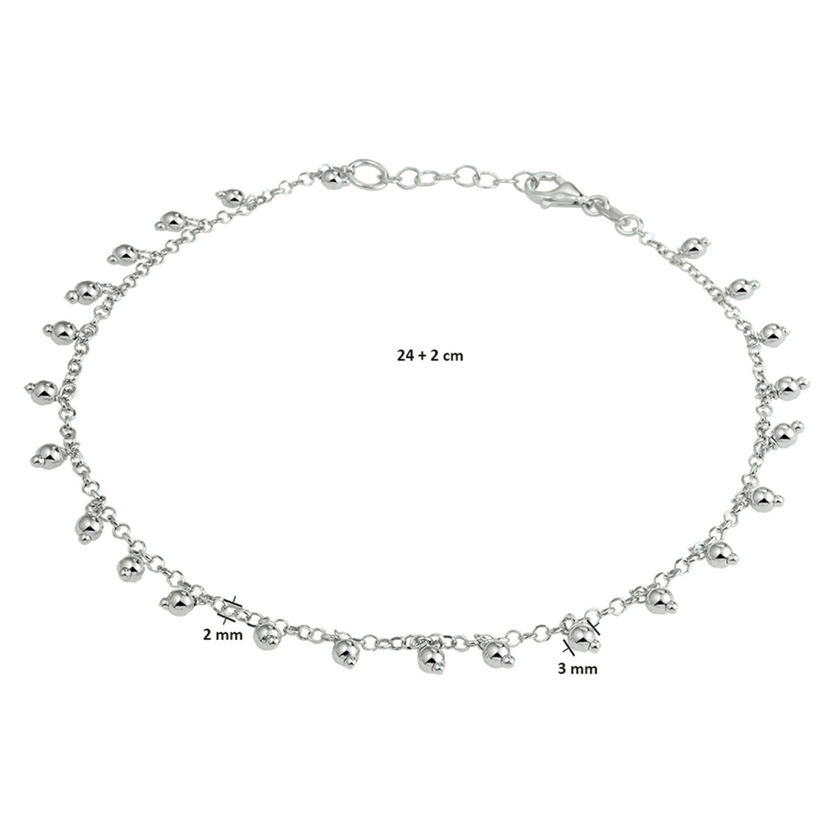Cavigliera in Argento 925 Rodiato con Palline