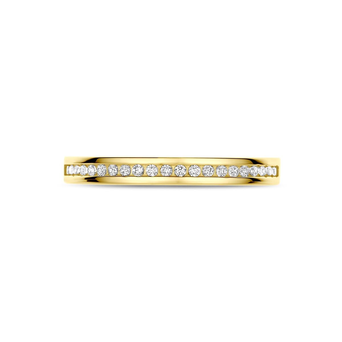 Anello in oro giallo 14k con zirconi – incastonatura a filo alliance, 2,5 mm di larghezza
