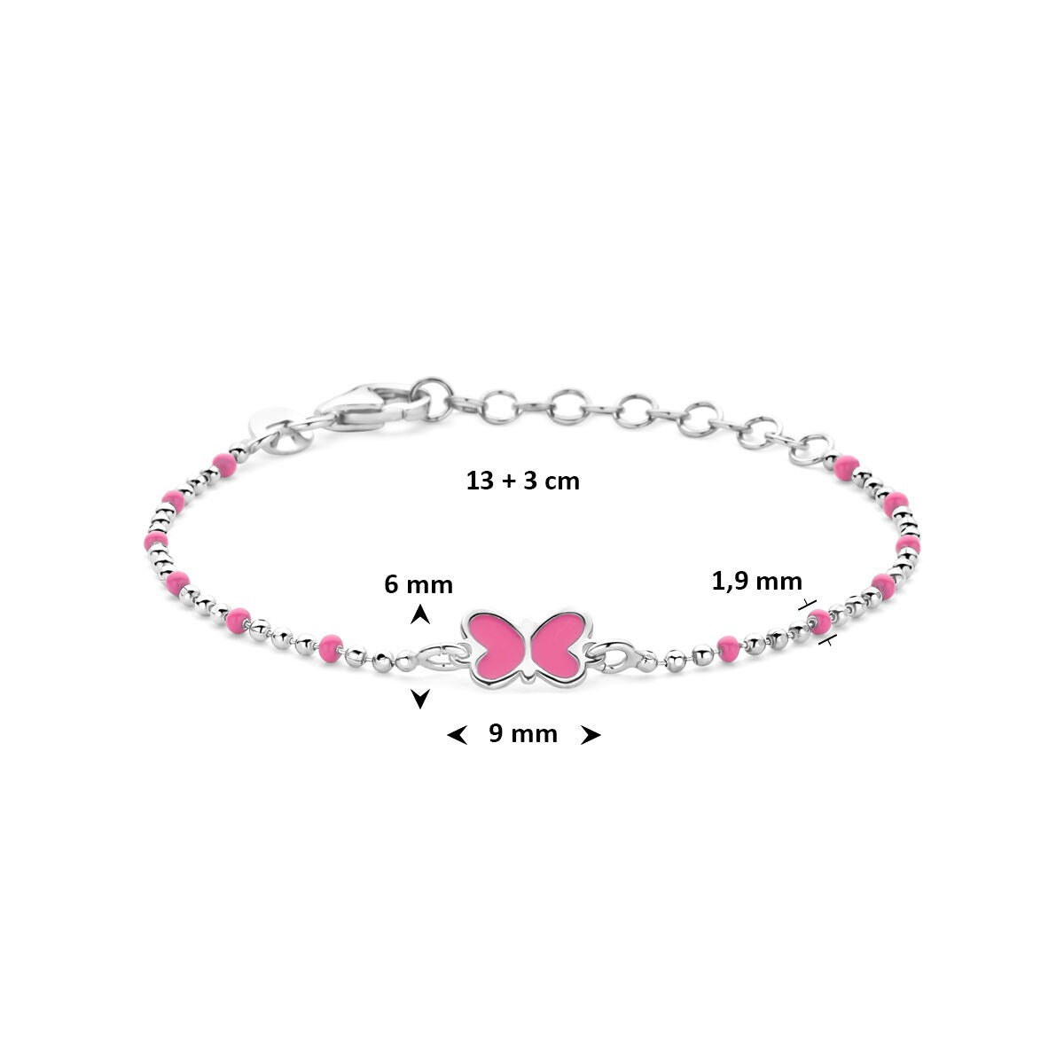 Bracciale per bambini in argento 925 rodiato con farfalla