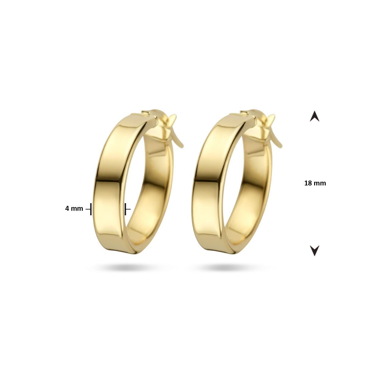 Orecchini a cerchio in oro giallo 14k con spessore 4 mm