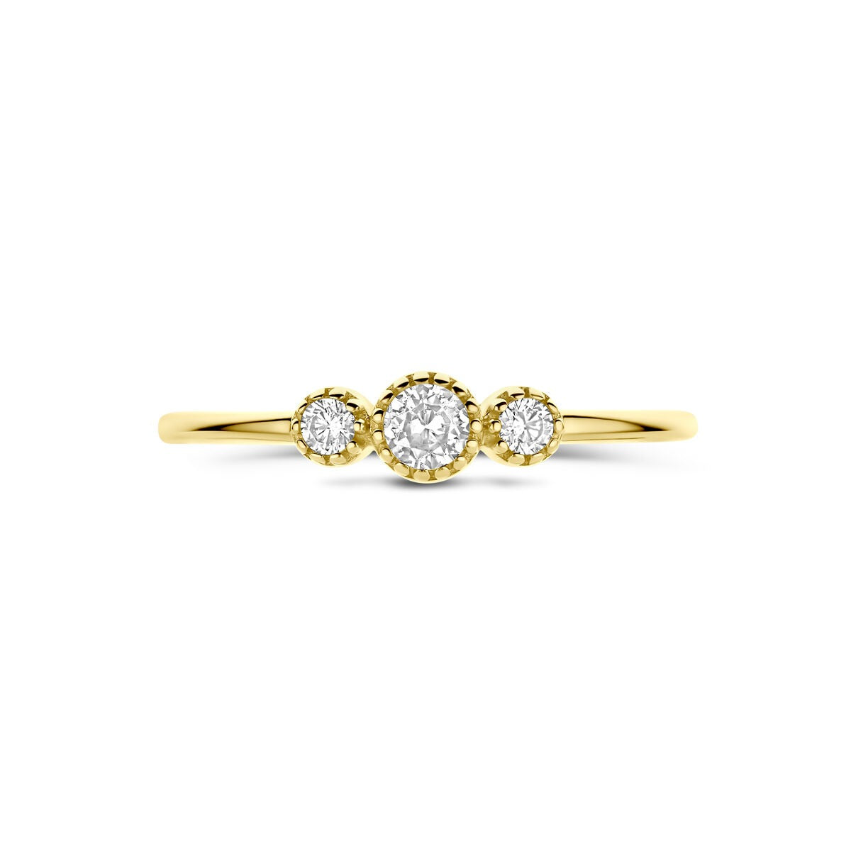 Anello da donna in oro giallo 9k con zirconia – largo 4 mm