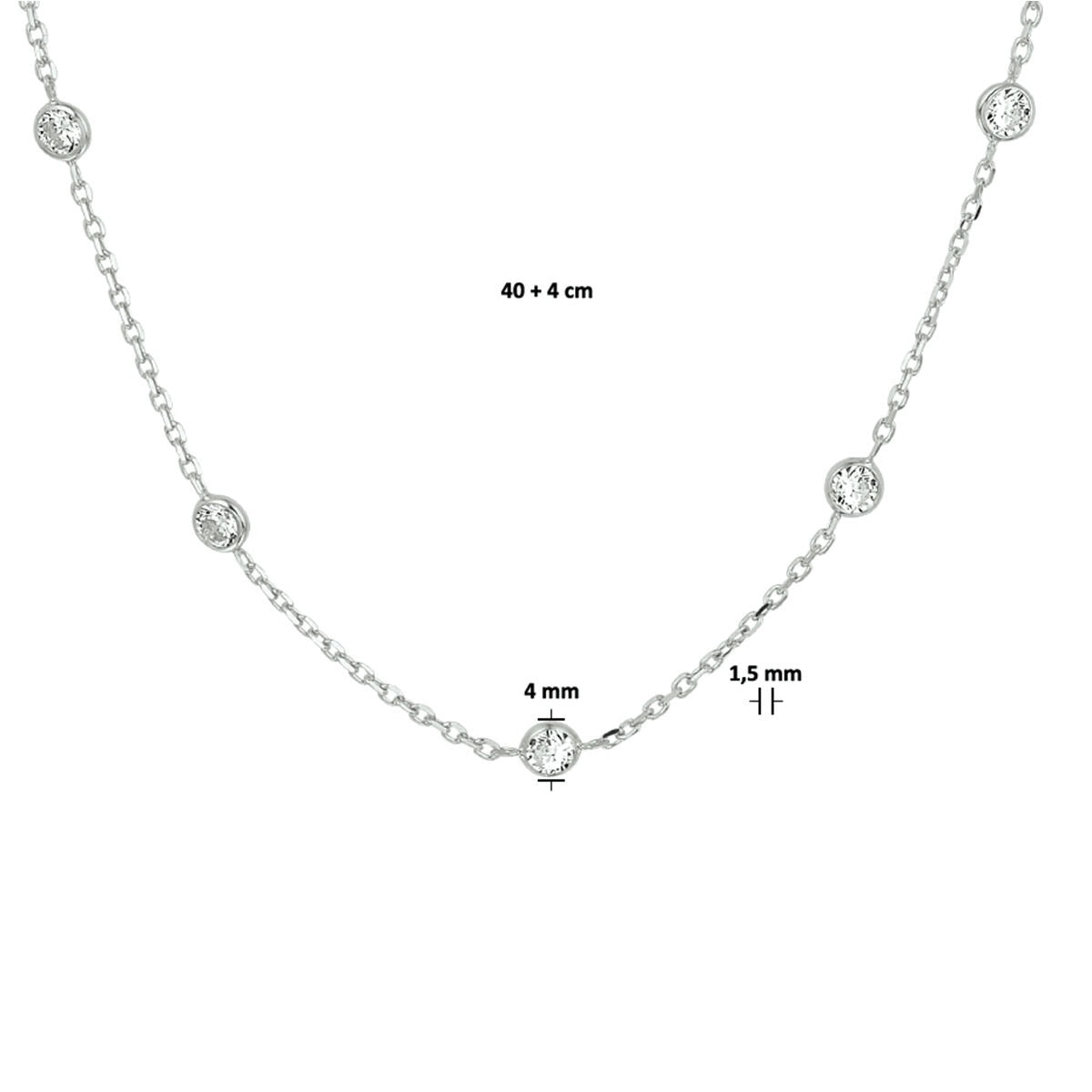 Collana ancora in argento con zircone – argento 925 rodiato