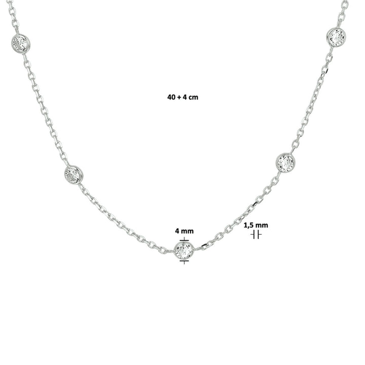 Zilveren anker collier met zirkonia – gerhodineerd 925 zilver