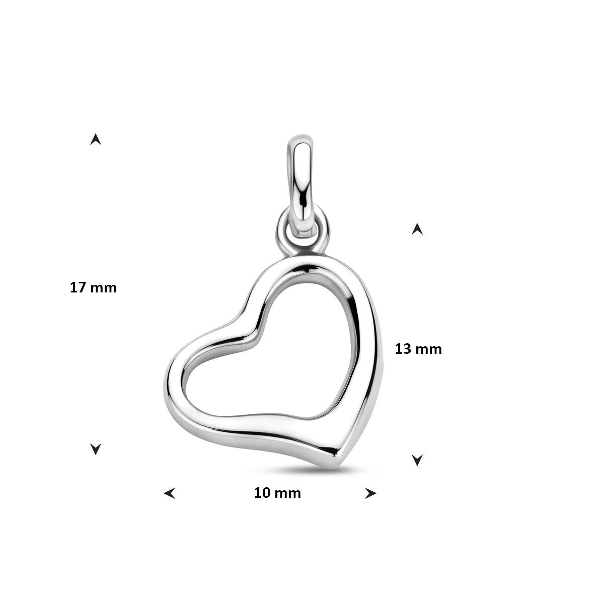 Ciondolo in argento a forma di cuoricino – argento 925 rodiato 17 mm