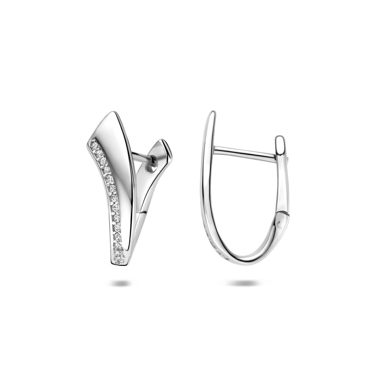 Orecchini a cerchio in argento 925 rodiato con zirconia