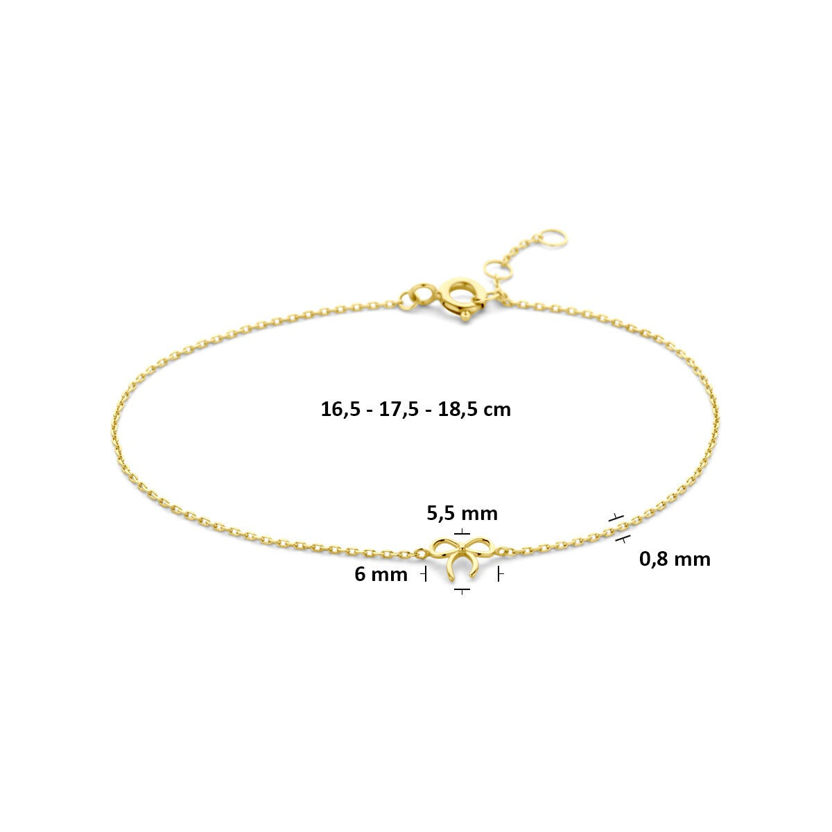 Bracciale in oro giallo 14k con motivo a fiocco