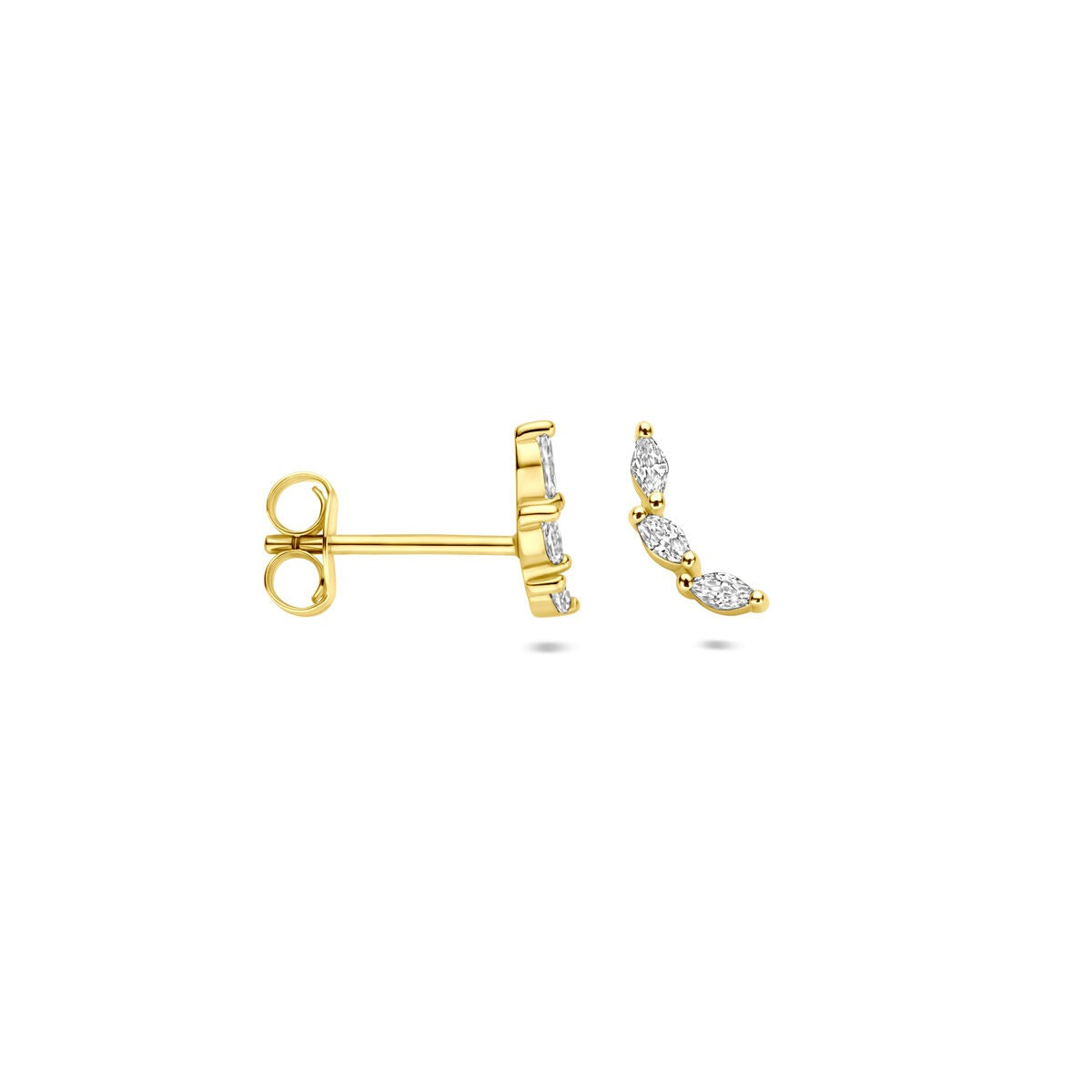Orecchini a bottone in argento dorato con zirconia