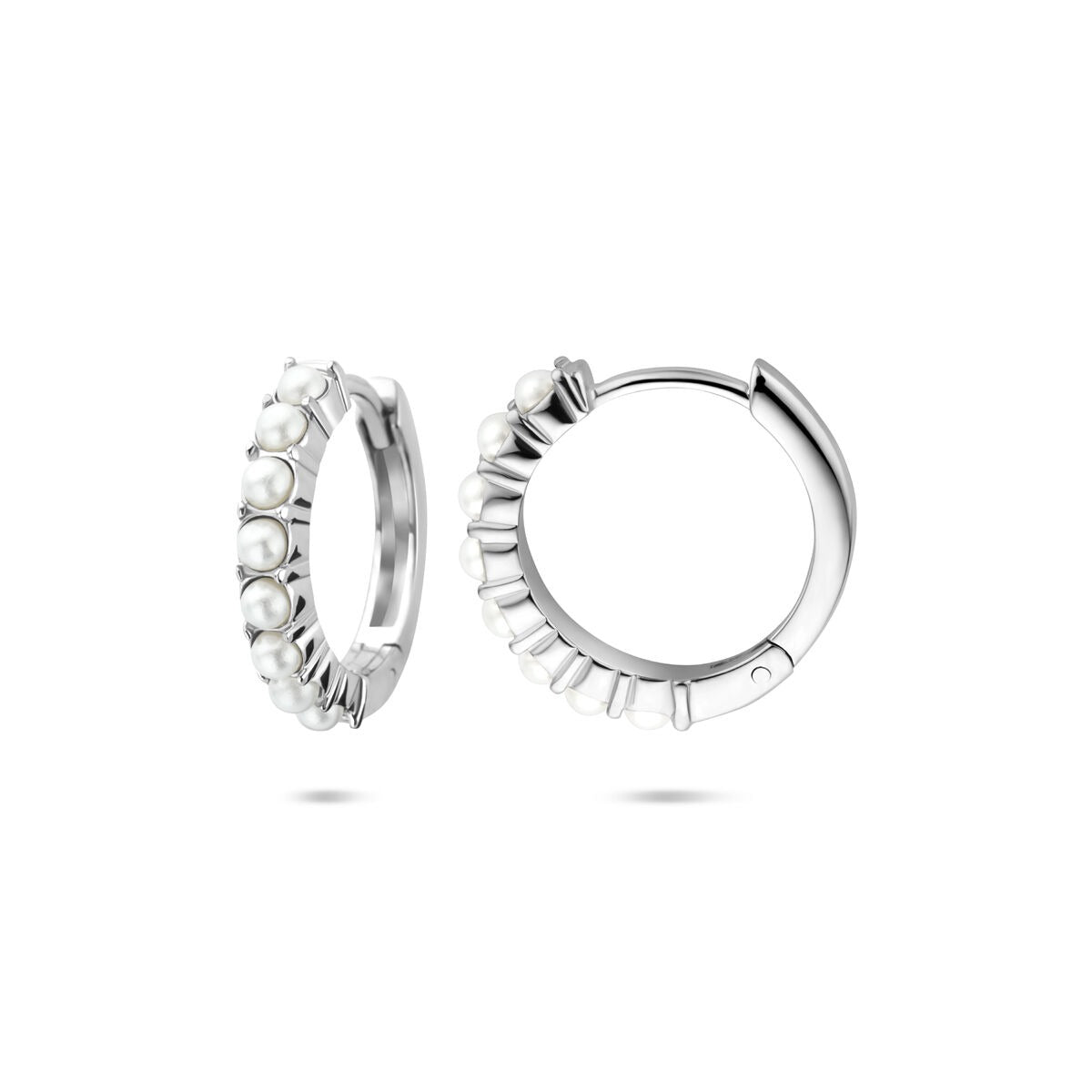 Orecchini a cerchio in argento rodiato con perle – 15 x 3 mm