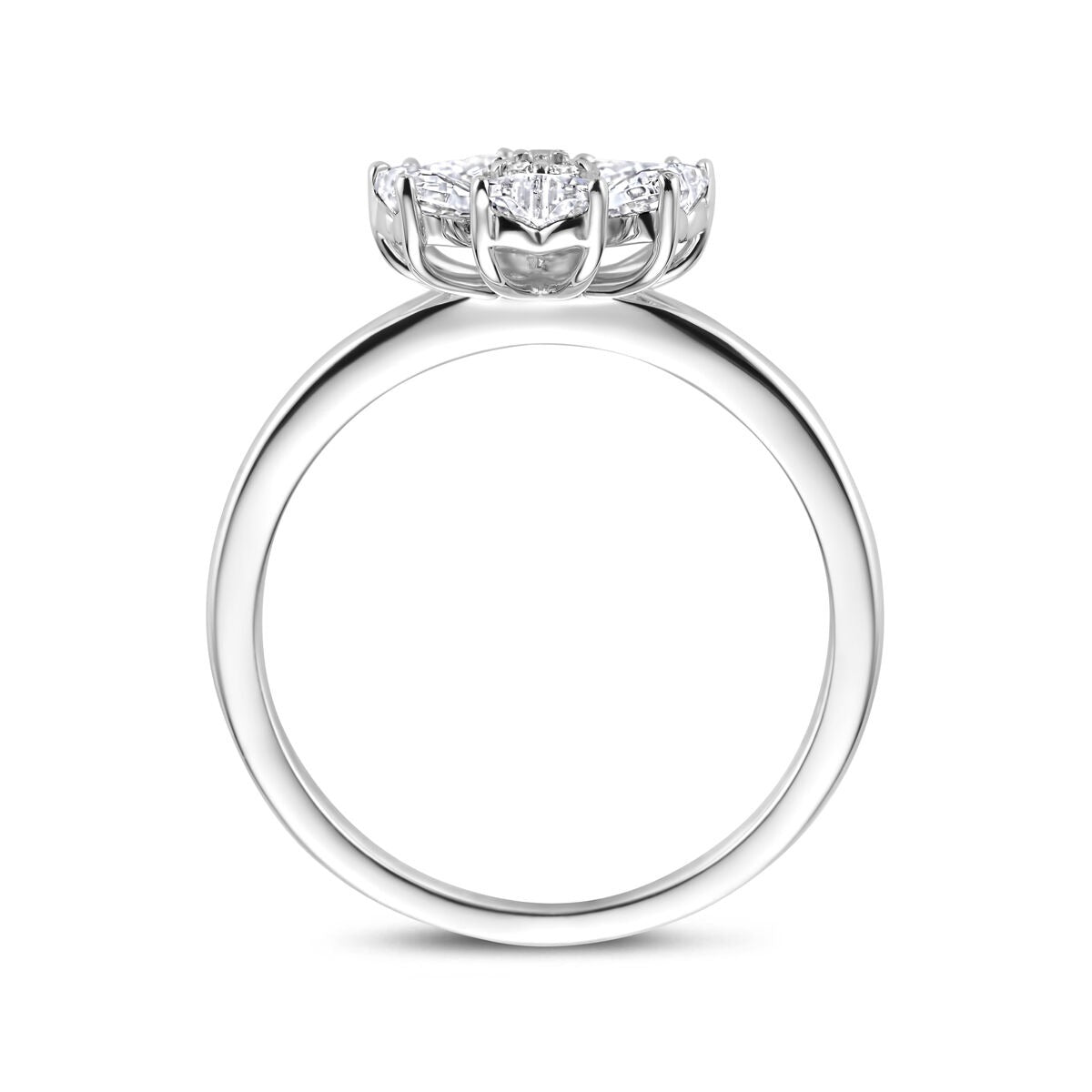 Anello da donna in argento rodiato con zircone a forma di cuore – 10 x 10,5 mm