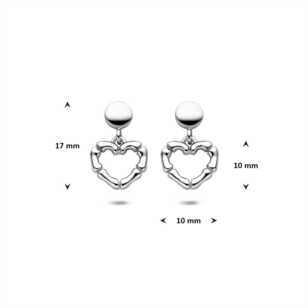 Orecchini pendenti in argento con cuoricino – argento 925 rodiato 16,5 mm