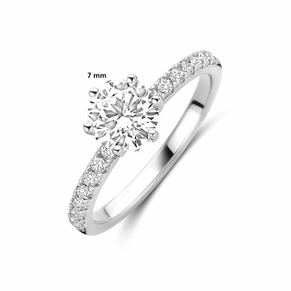 Anello da donna in argento con zircone – argento 925 rodiato