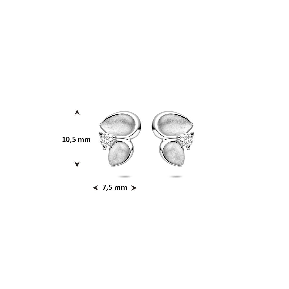 Orecchini a bottone in argento rodiato con zirconia