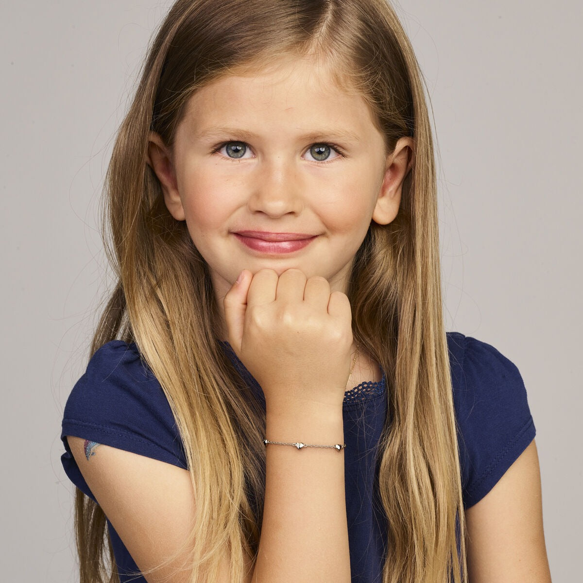 Bracciale per bambini in argento con cuoricino – rodiato 13-16 cm