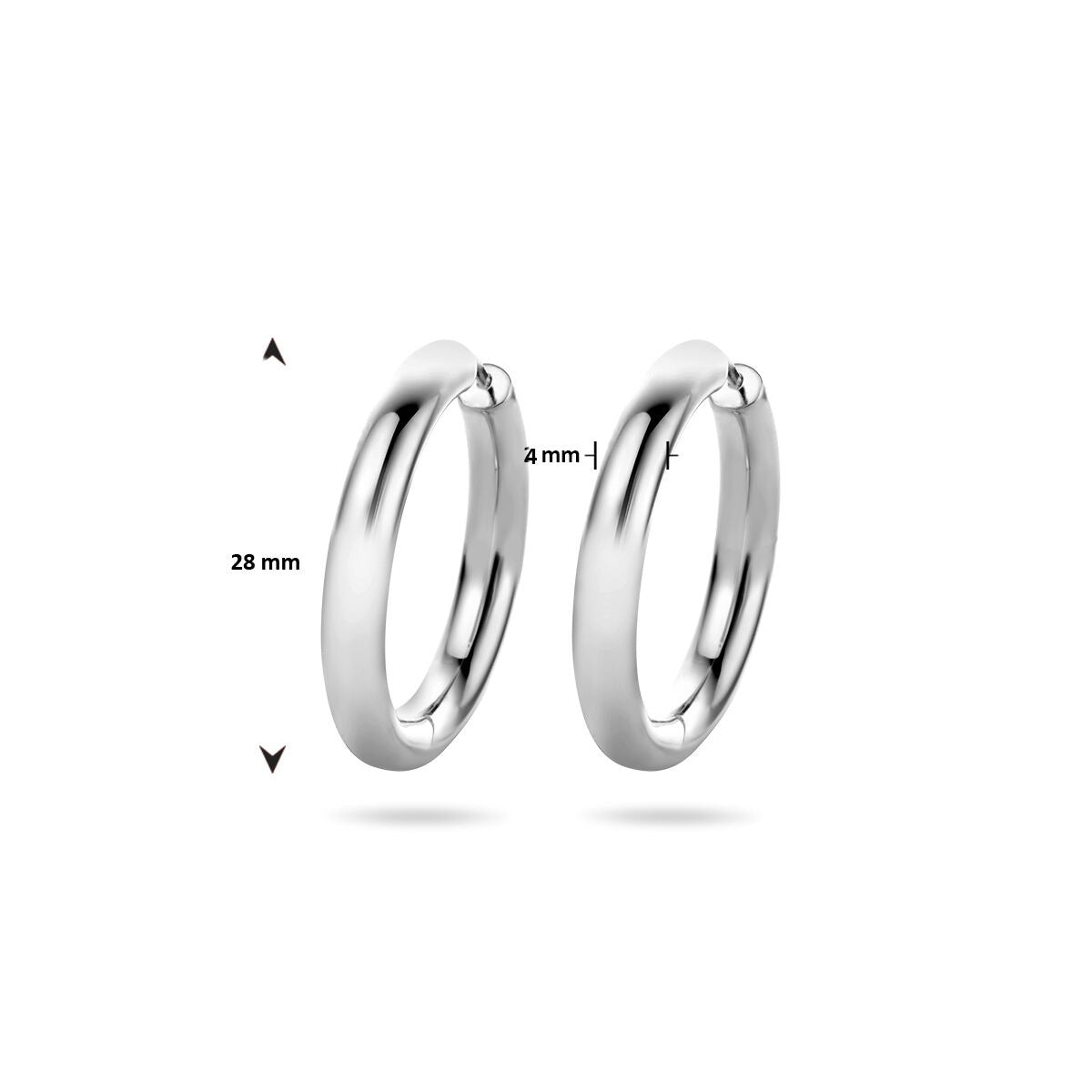 Orecchini a cerchio in argento da donna – argento 925 rodiato 28x4 mm
