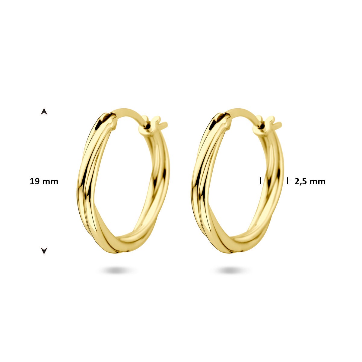 Orecchini a cerchio in argento dorato da donna – design ritorto