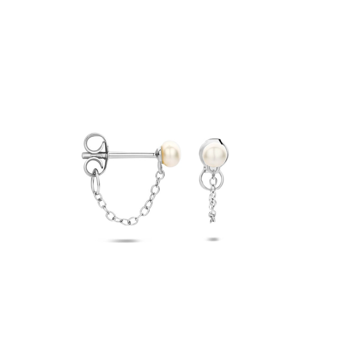 Orecchini pendenti in argento con perla – argento 925 rodiato
