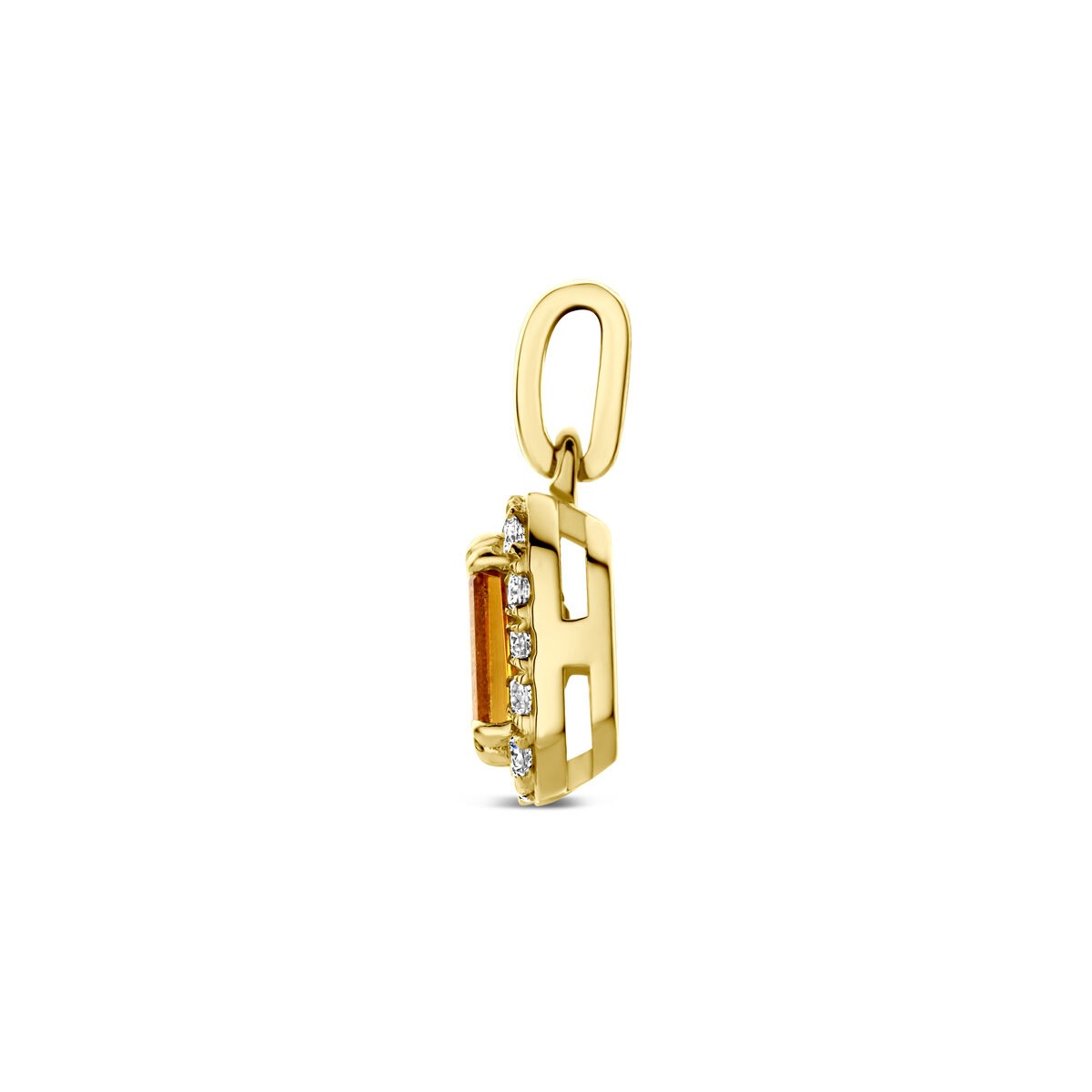 Ciondolo in oro giallo 14K con citrino e diamante lab grown