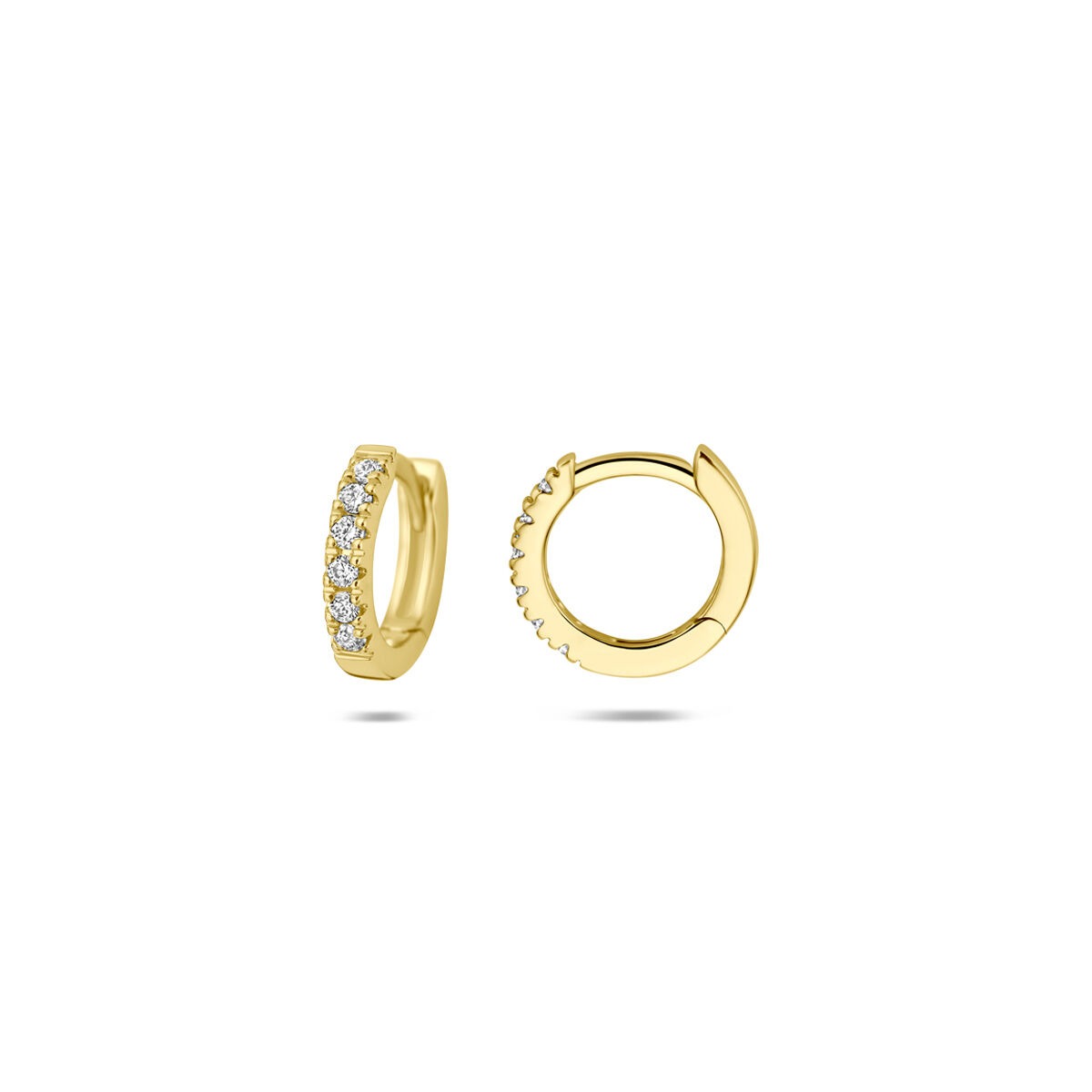 Orecchini a cerchio apribili in oro giallo 14k con diamante lab grown