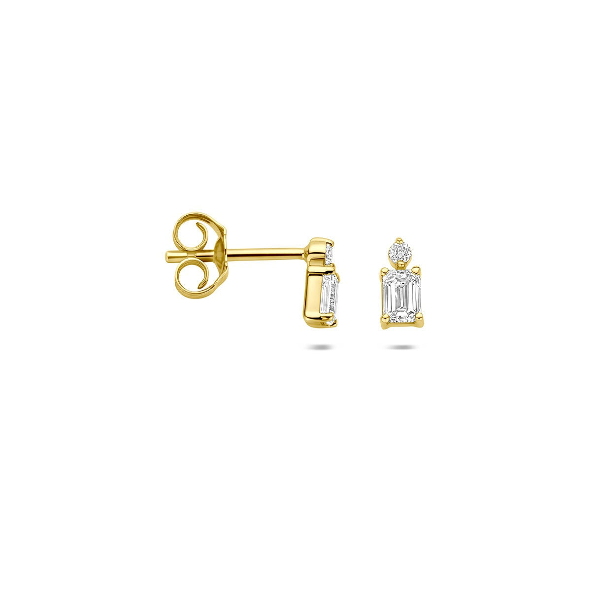 Orecchini a bottone in oro giallo 14k con diamante lab grown