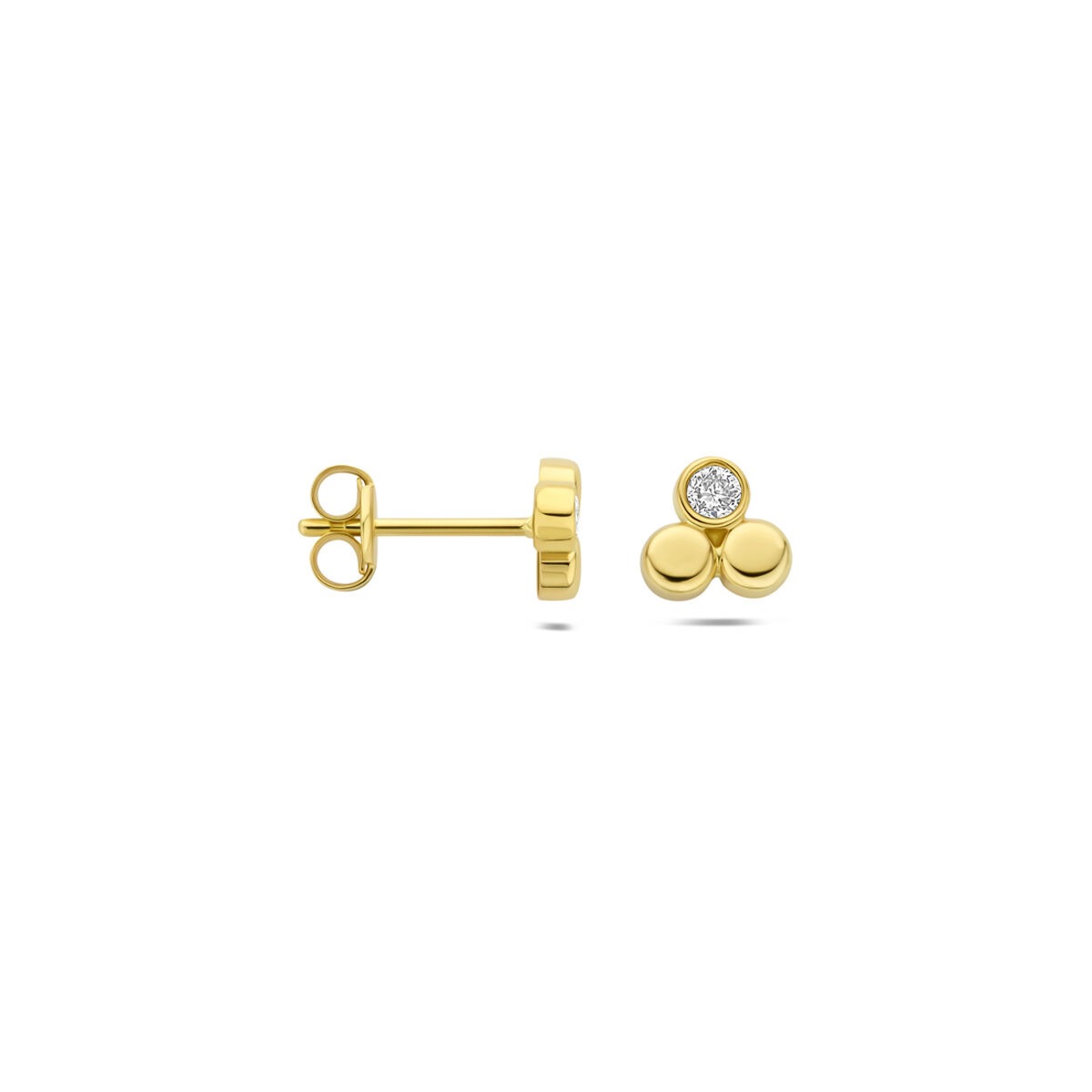 orecchini a bottone in oro giallo 14k con diamante lab grown 0,13 ct
