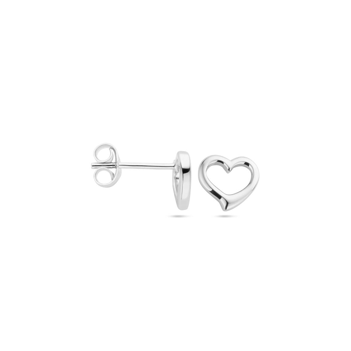Orecchini a bottone cuore in argento da donna – rodiato 7,5 mm