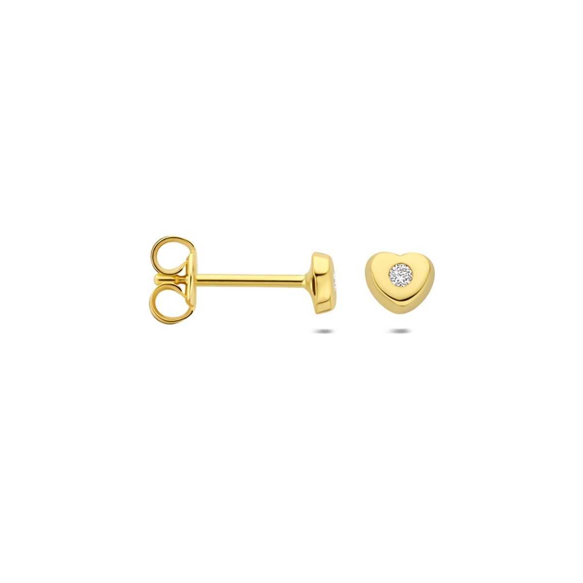Orecchini a bottone a cuore in oro giallo 14k con diamante lab grown 0,03 ct