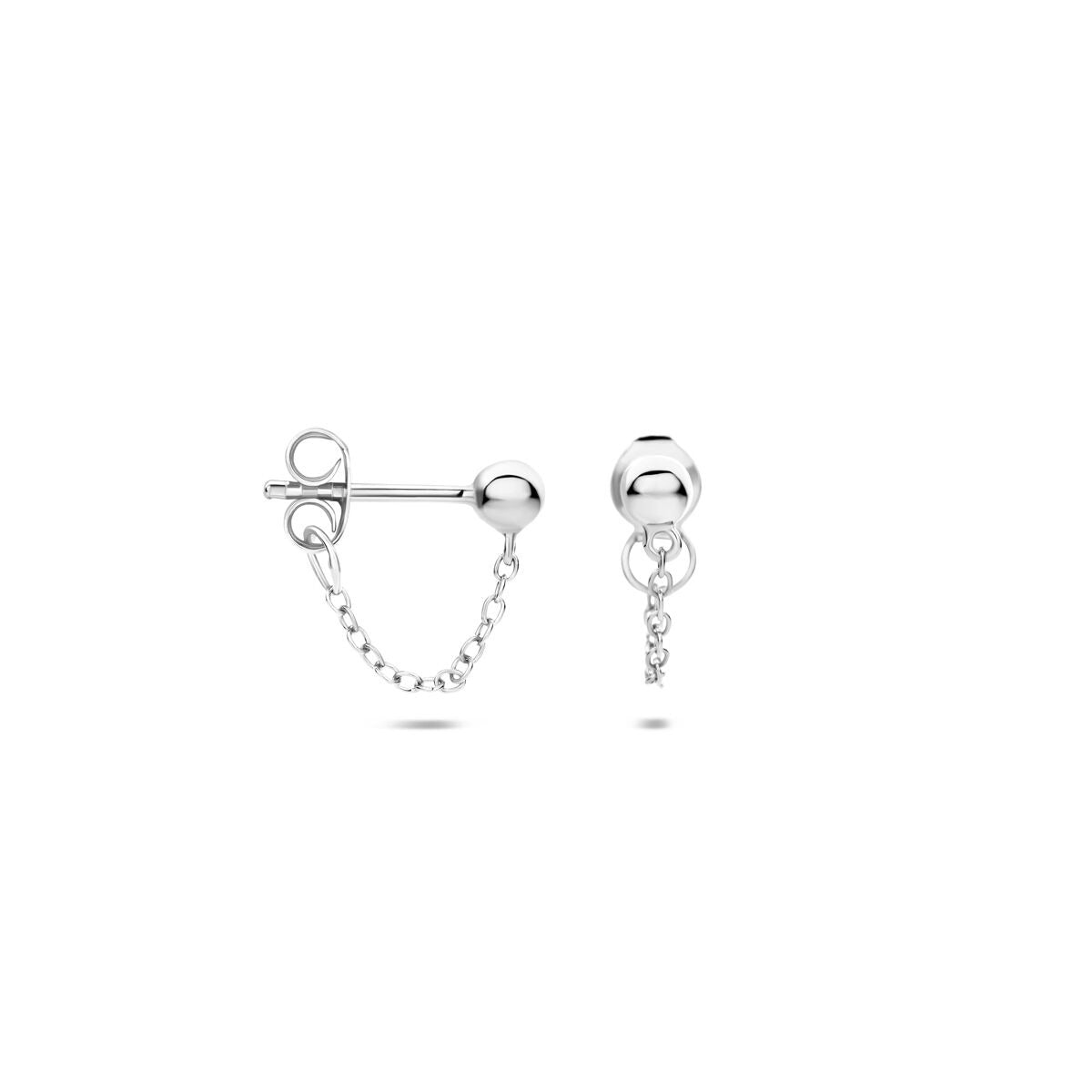 Orecchini pendenti in argento con sfera – argento 925 rodiato