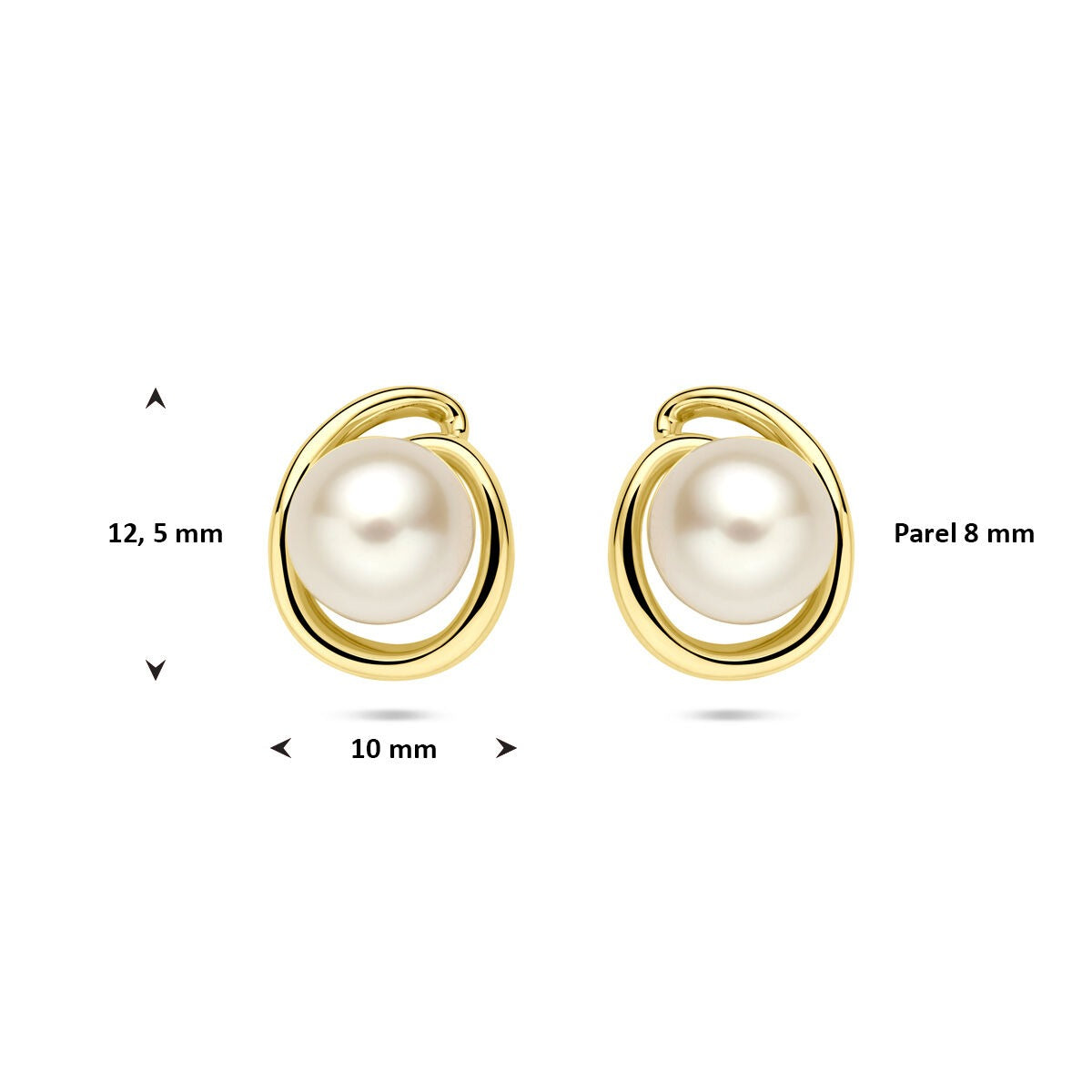 Orecchini a bottone con perla in oro giallo 14k – 8 mm