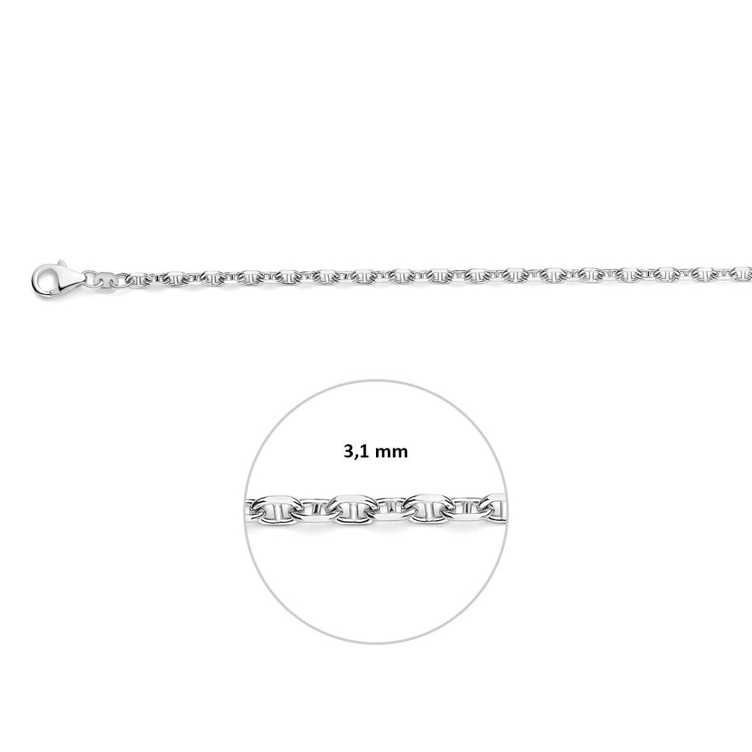 Gerhodineerd 925 zilveren herenketting met marineschakel