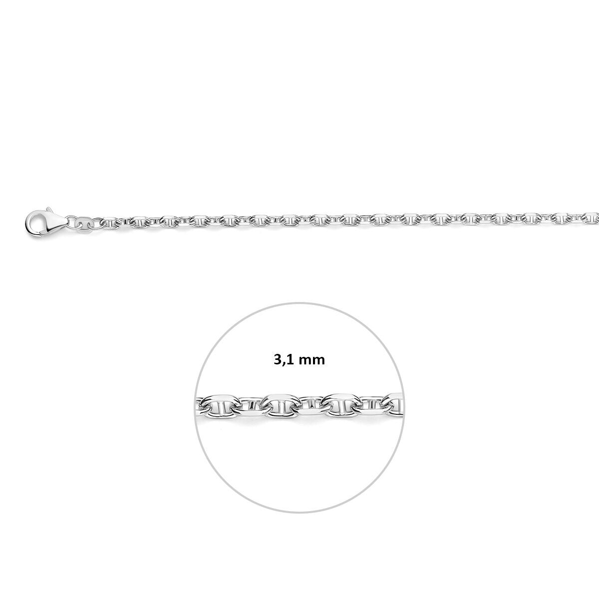 Gerhodineerd 925 zilveren herenketting met marineschakel