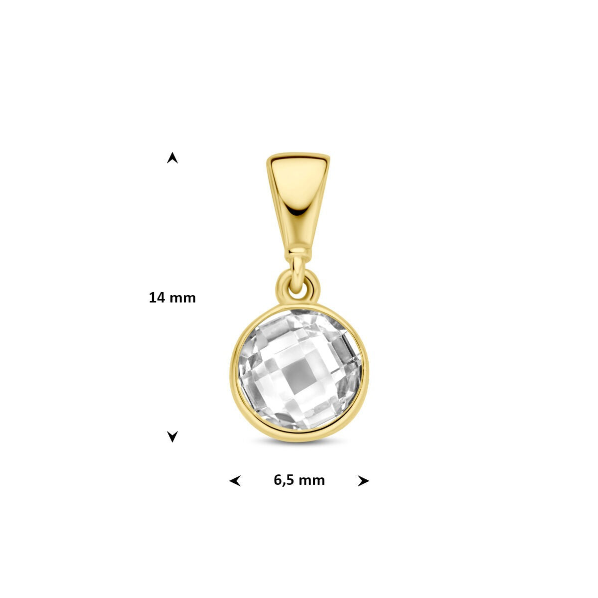 Ciondolo in oro giallo 9k con zircone rotondo