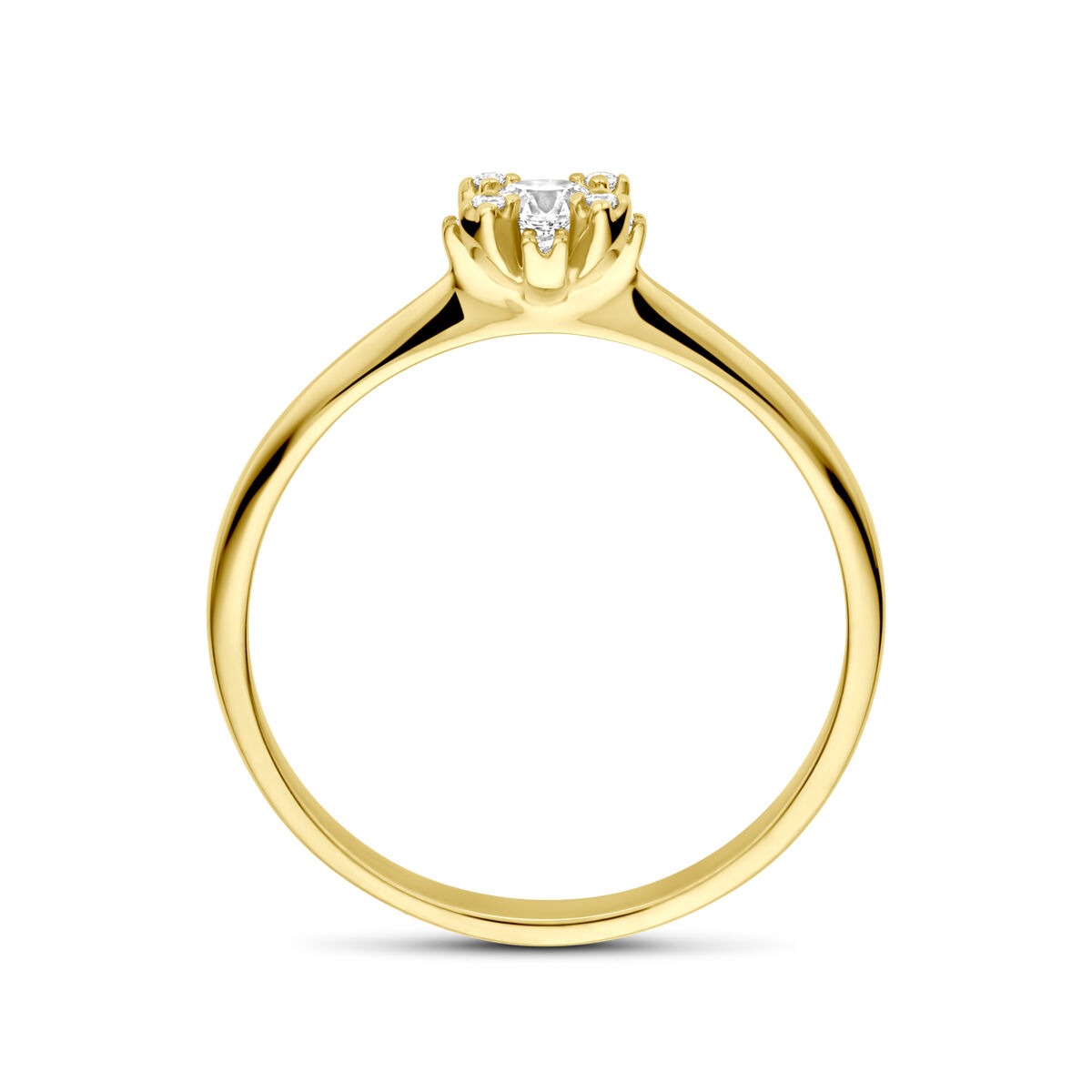 Anello da donna in oro giallo 14k con zirconia – elegante anello in stile entourage