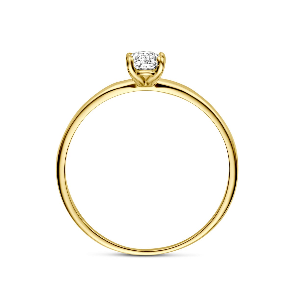 Anello in oro con zirconia – taglio ovale, oro giallo 9k