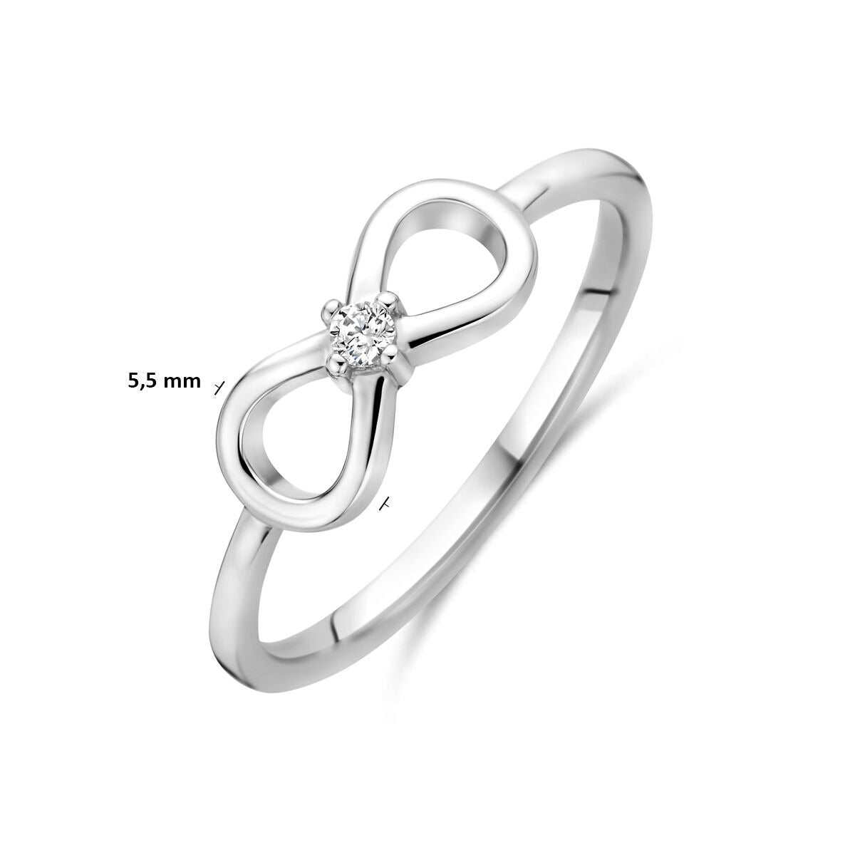 Anello in argento 925 rodiato con infinito e zirconi