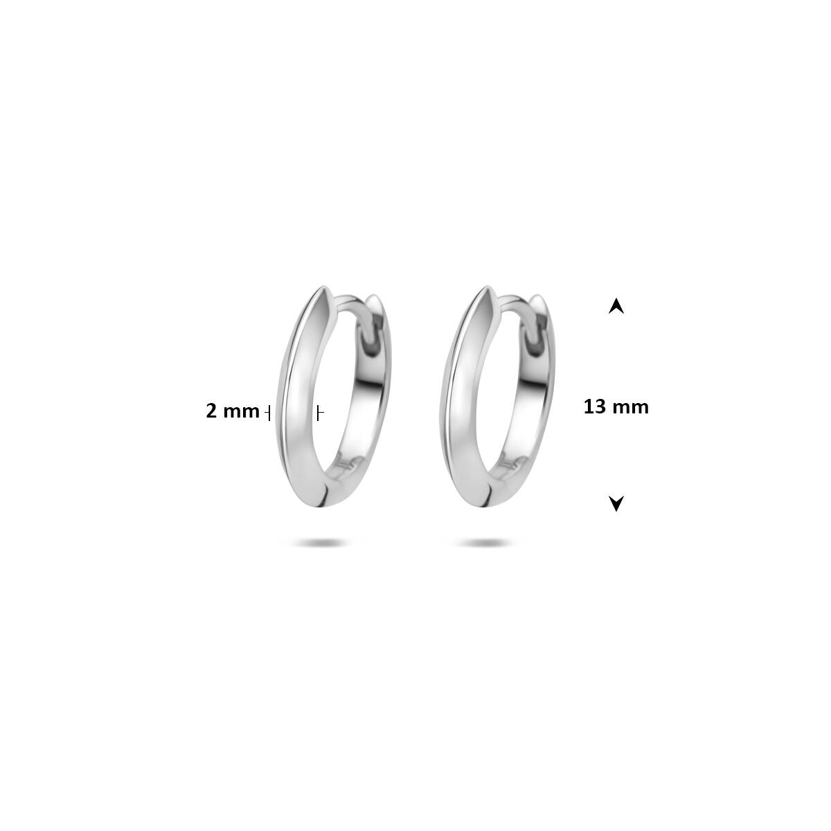 Orecchini a cerchio in argento 925 rodiato 13 x 2 mm