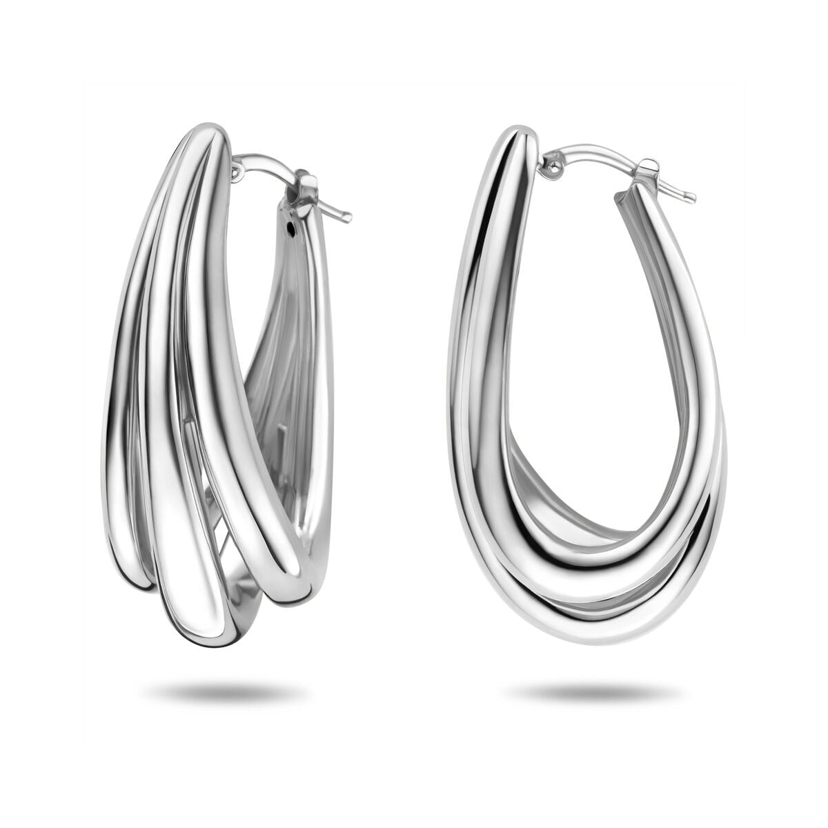 Orecchini a cerchio in argento 925 rodiato 42 x 16,5 mm da donna