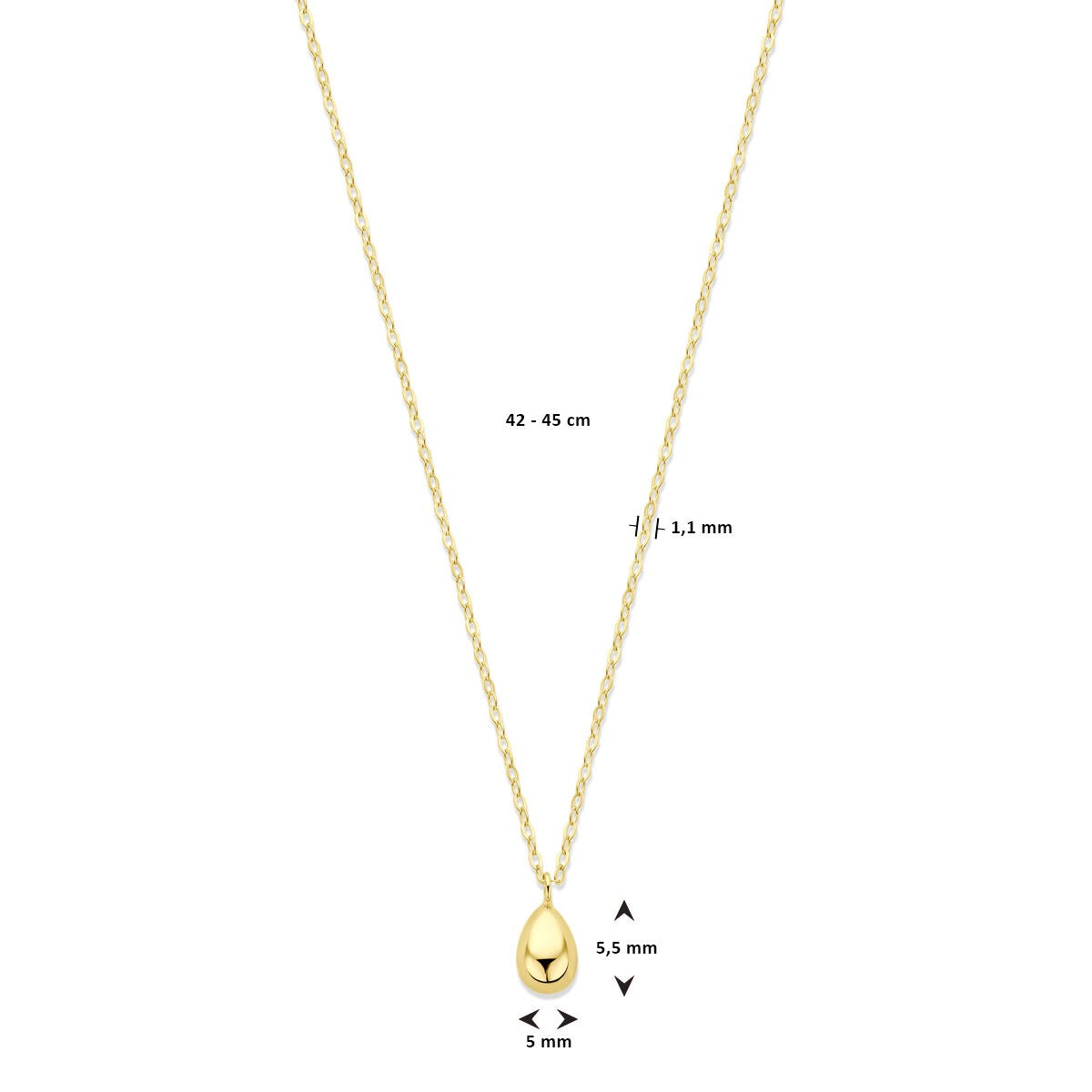 Collana in oro giallo 14k con ciondolo a forma di goccia